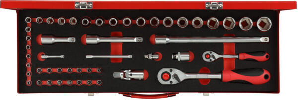 Key sets Jeu de clés à douille 1/4 + 1/2 pouce argenté 49 pièces - Gedore Red – Image 3