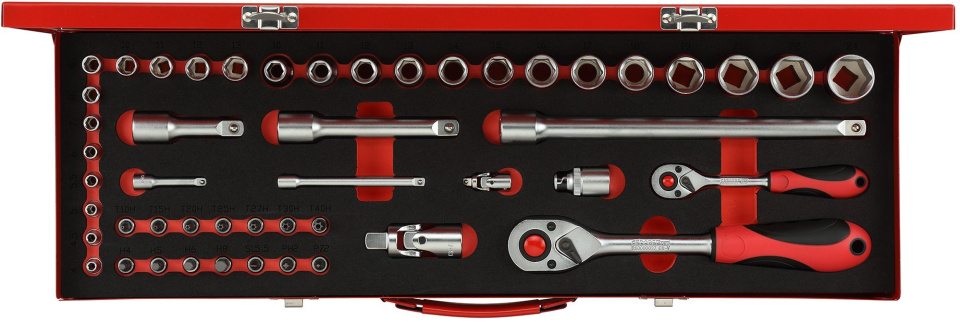Key sets Jeu de clés à douille 1/4 + 1/2 pouce argenté 49 pièces - Gedore Red – Image 3