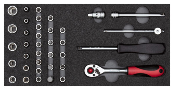 Key sets Jeu de clés à douilles 1/4 pouce 1/3 CT Module Argent 37 pièces - Gedore Red – Image 2