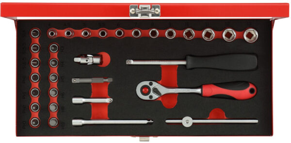 Key sets Jeu de clés à douilles 1/4 Inch SW 4- 13 mm Argent 32 pièces - Gedore Red – Image 3