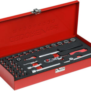 Key sets Jeu de clés à douilles 1/4 Inch SW 4- 13 mm Argenté 33 pièces - Gedore Red