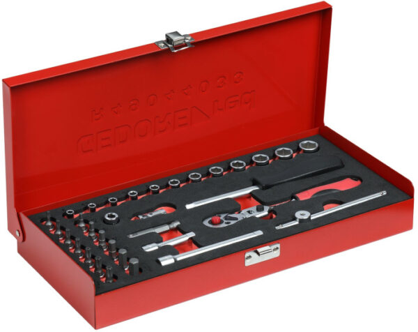 Key sets Jeu de clés à douilles 1/4 Inch SW 4- 13 mm Argenté 33 pièces - Gedore Red