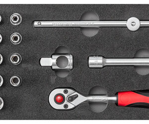 Key sets Jeu de clés à douilles 3/8 Inch 1/3 CT module Argent 7 pièces - Gedore Red