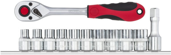 Key sets Jeu de clés à douille + cliquet 1/2 Inch 6-kt sur rail 12 pièces - Gedore Red