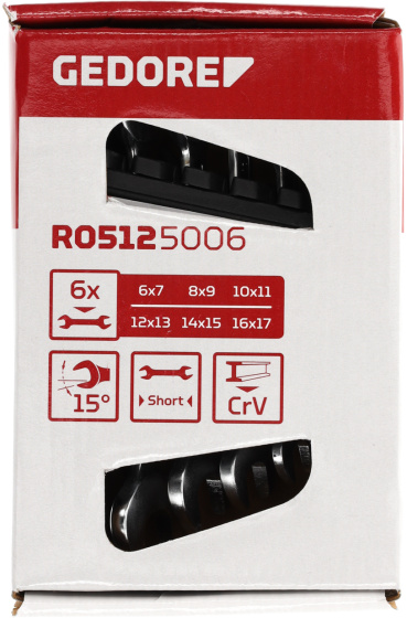 Key sets Jeu de clés doubles 6 pièces 6-17 mm courtes Noir - Gedore Red – Image 5