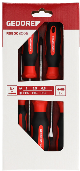 Screwdrivers sets jeu de tournevis Phillips (PH) + fente 6 pièces - Gedore Red – Image 4