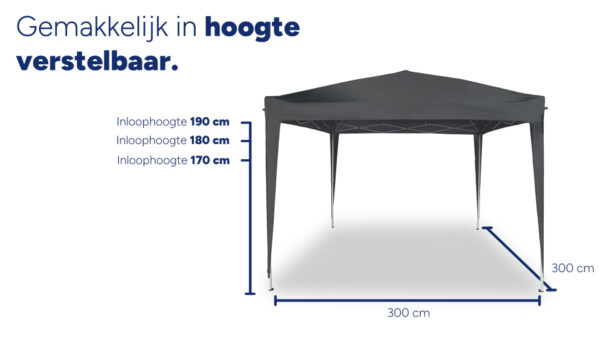 Party tents Tente de réception pliable Easy-Up 3 x 3 mètres Anthracite - Hi-point – Image 4