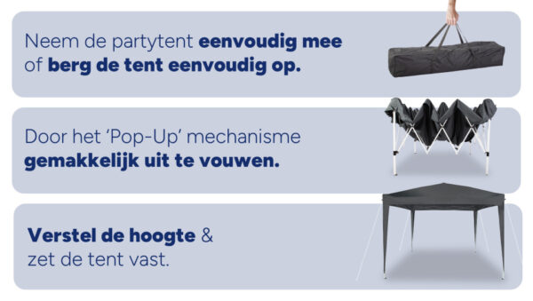 Party tents Tente de réception pliable Easy-Up 3 x 3 mètres Anthracite - Hi-point – Image 5