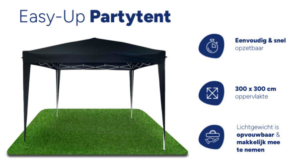 Party tents Tente de fête pliable Easy-up 3 x 3 mètres Noir - Hi-point – Image 3