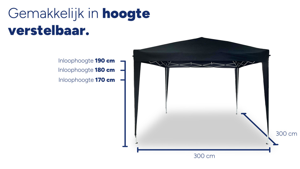 Party tents Tente de fête pliable Easy-up 3 x 3 mètres Noir - Hi-point – Image 4
