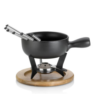 Fonduesets Country service à fondue pour 6 personnes 2 litres 10 pièces noir - Kela