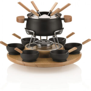 Fonduesets Natura carrousel à fondue 39 x 32 cm acier inoxydable 23 pièces noir - Kela