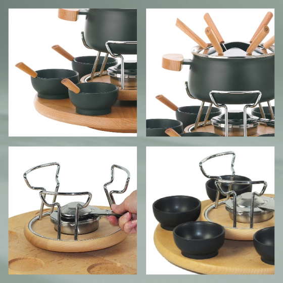 Fonduesets Natura carrousel à fondue 39 x 32 cm acier inoxydable 23 pièces noir - Kela – Image 6