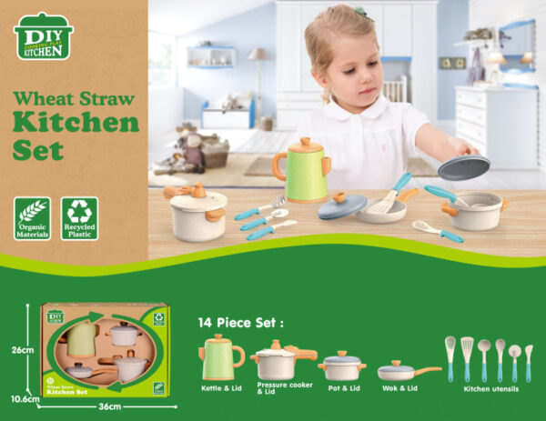 Toy kitchens Batterie de cuisine et accessoires de cuisine Set de jeu 14 pièces - Kitchen Toys – Image 4
