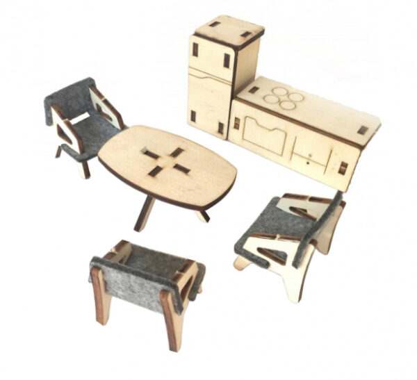 Sets de jeux meubles de maison de poupée en bois 5-pièces - Mamatoyz – Image 2