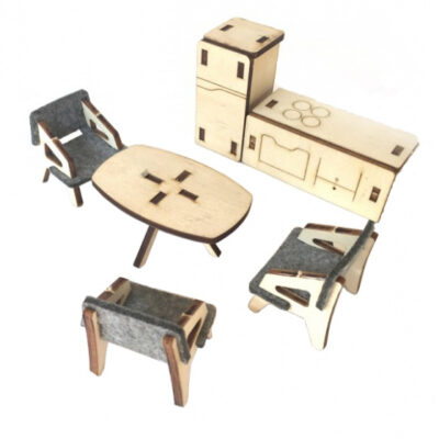 Sets de jeux meubles de maison de poupée en bois 5-pièces - Mamatoyz