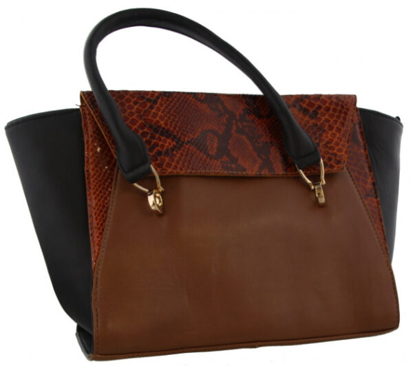 Sacs à bandoulière sac à bandoulière femme 24 x 41 cm cuir noir/brun 2 pièces - MH Bijoux – Image 3
