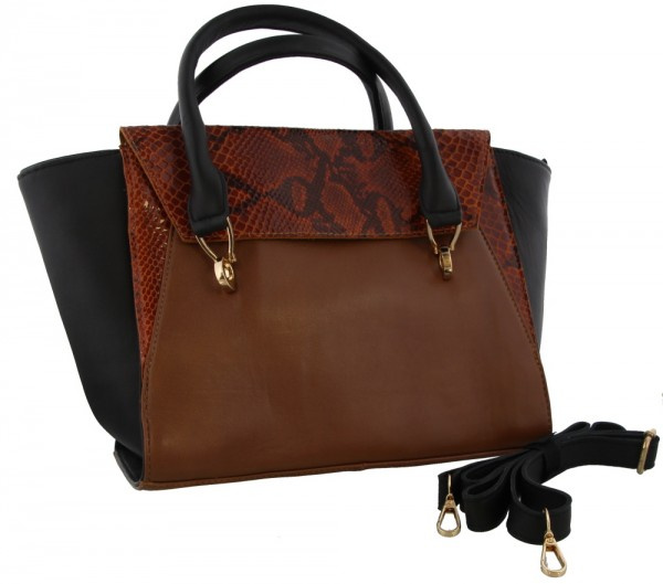 Sacs à bandoulière sac à bandoulière femme 24 x 41 cm cuir noir/brun 2 pièces - MH Bijoux – Image 2