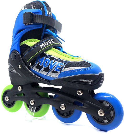 Patins à roulettes en ligne patins inline Fast semi-softboot réglable bleu/vert taille 38-41 - Move – Image 2