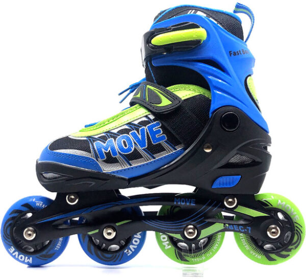 Patins à roulettes en ligne patins inline Fast semi-softboot réglable bleu/vert taille 38-41 - Move – Image 4
