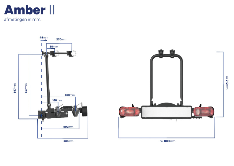 Bike carrier Amber II Barre d'attelage porte-vélo 7/13 broches max. 50 kg - Pro-User – Image 3