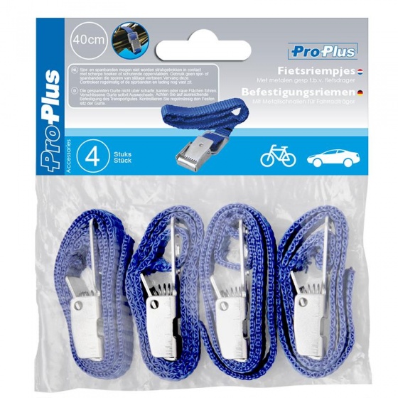 Bike carrier accessories sangles vélo avec boucle en métal 40cm bleu 4 pièces - ProPlus – Image 4