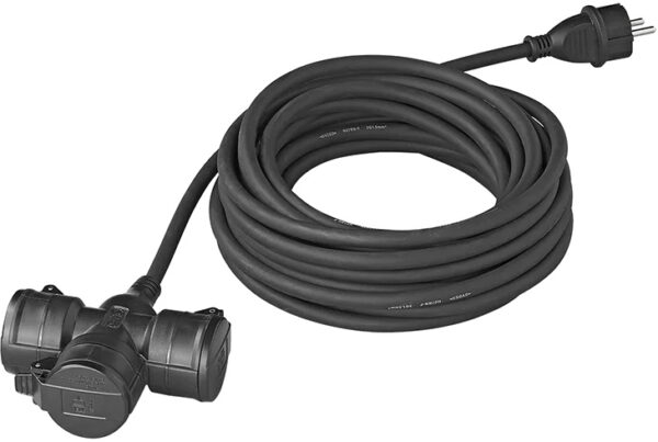 Power cables câble d'extension Schuko 3-gang 20 mètres 3x1.5mm² noir - ProPlus – Image 2