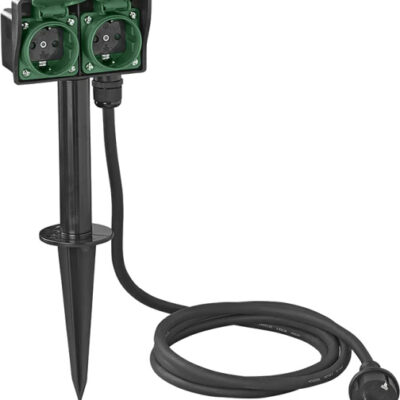 Power cables prise de jardin Schuko 2-gang 2 mètres 3x2.5mm² noir - ProPlus