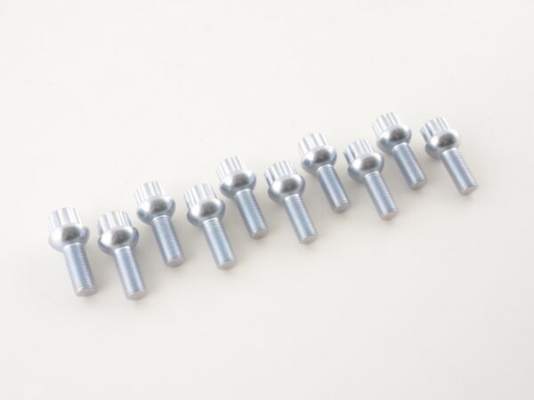 Jeu de boulons de roue (10 pcs.) Longueur d'arbre 29 mm Collier sphérique argent M12x1,5 -