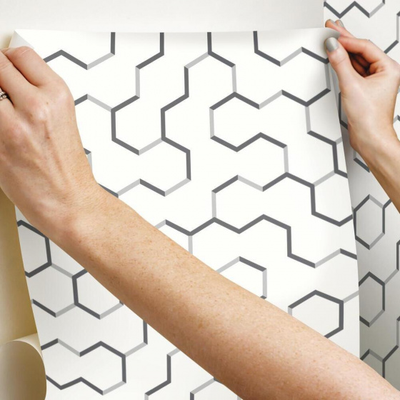 Wallpaper Peel and Stick Papier peint géométrique 503 cm Vinyl Grey - RoomMates – Image 3