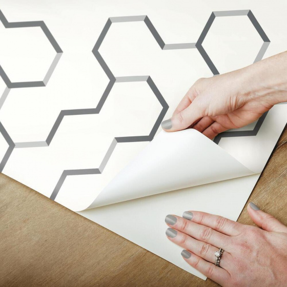 Wallpaper Peel and Stick Papier peint géométrique 503 cm Vinyl Grey - RoomMates – Image 4