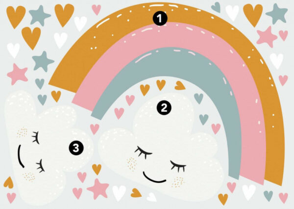 Wall decals Autocollant mural Coeurs arc-en-ciel 112 cm Vinyle 47 pièces - RoomMates – Image 3