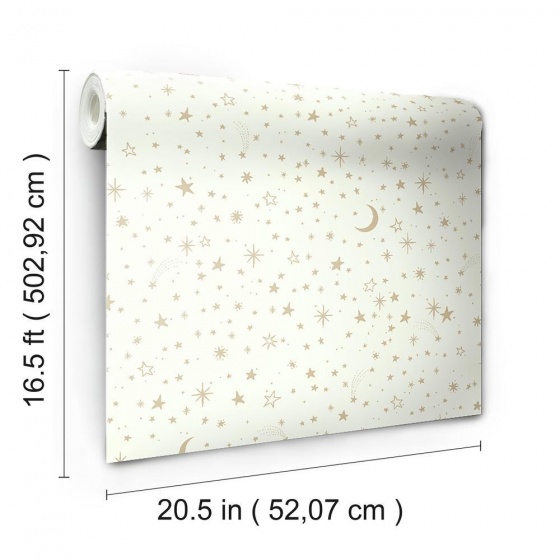 Wallpaper Papier peint autocollant Étoiles scintillantes 52 x 500 cm Blanc/Or - RoomMates – Image 4