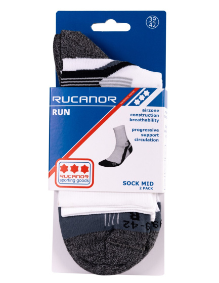 Running socks Chaussettes de course longues 2-pack blanc/gris taille 43-46 - Rucanor – Image 6