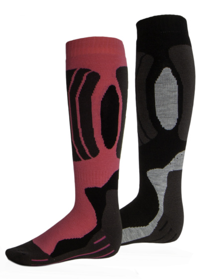 Ski socks Svindal chaussettes de ski 2-pack unisexe noir/rose taille 35-38 - Rucanor – Image 2