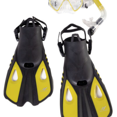 Lunettes de natation Zandvoort Ensemble de tuba avec palmes de natation Lime taille 32-36 - Rucanor