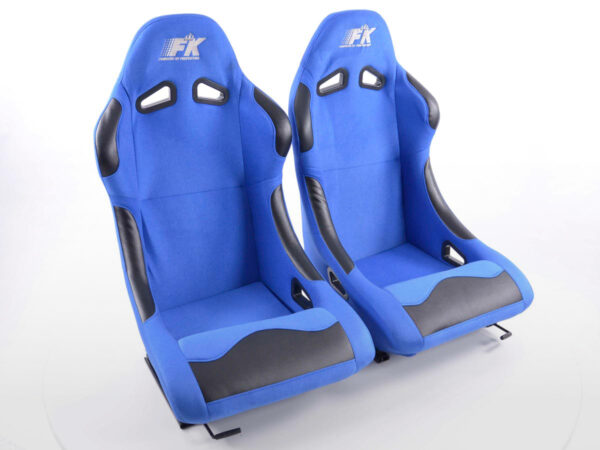 Sièges sport FK Sièges baquets complets pour voiture Set Basic tissu bleu -