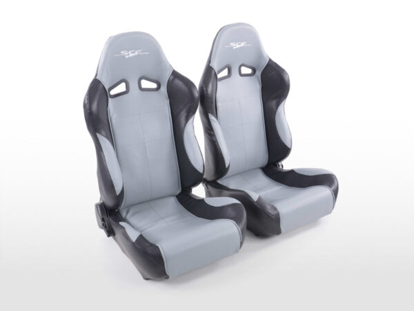 Sièges sport FK Sièges demi-coque auto SCE-Sportive 2 cuir synthétique gris / noir -