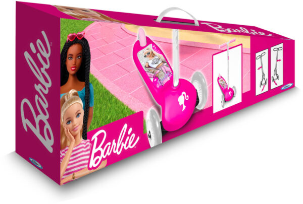Children's scooters Barbie scooter à 3 roues pour enfants Frein à pied Filles Rose/Blanc - Mattel – Image 3