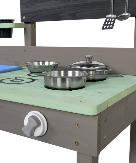Toy kitchens Mud Jouer à la cuisine avec de l'eau Bac à sable en bois gris/vert - Swing King – Image 3