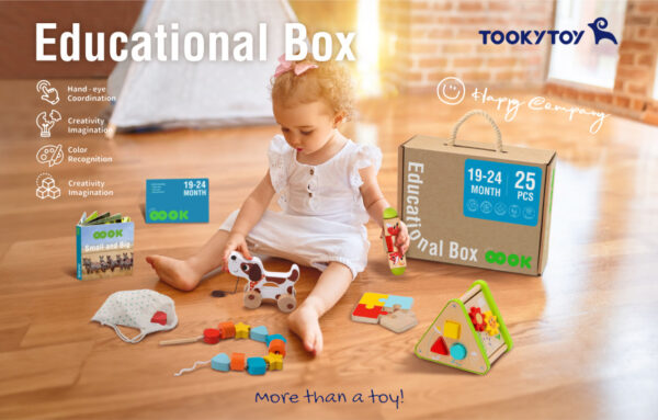 Educational toys Coffre à jouets éducatif en bois 19-24 mois 25 pièces - Tooky Toy – Image 3