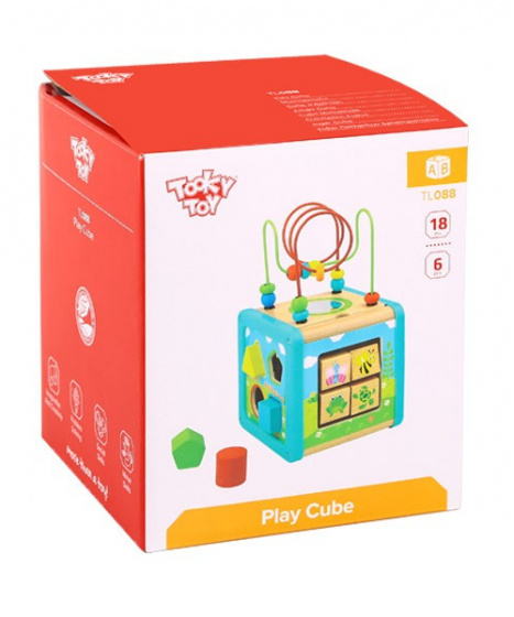 Jouets récréatifs Cube d'activités en bois 18 mois 6 pièces - Tooky Toy – Image 6