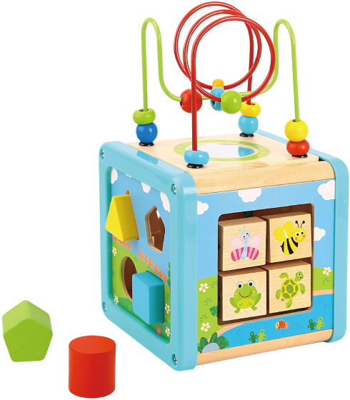 Jouets récréatifs Cube d'activités en bois 18 mois 6 pièces - Tooky Toy – Image 2