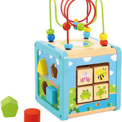 Jouets récréatifs Cube d'activités en bois 18 mois 6 pièces - Tooky Toy