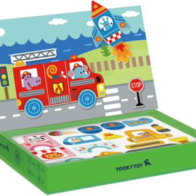 Educational toys Tableau magnétique en bois éducatif Transport 80 pièces - Tooky Toy