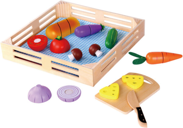 Toy food Coffret à légumes en bois avec légumes à trancher 20 pièces - Tooky Toy – Image 2