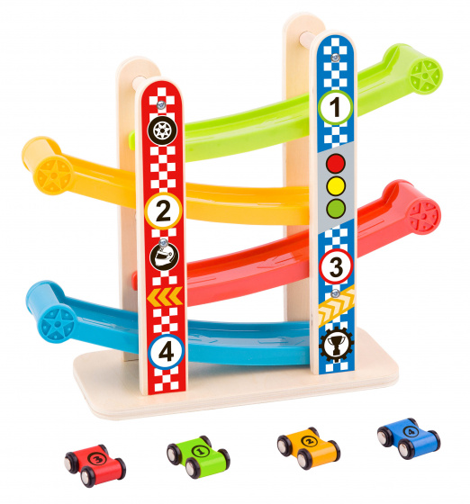 Jouets récréatifs Voie ferrée en bois avec voitures jouets 18 mois 5 pièces - Tooky Toy – Image 2