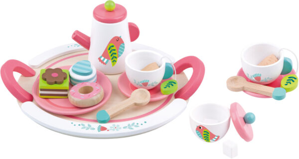 Toy food Service à thé en bois blanc/rose 19 pièces - Tooky Toy – Image 3