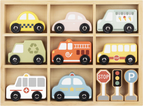 Toy vehicles Ensemble de véhicules et de panneaux de signalisation en bois 12 pièces - Tooky Toy – Image 2
