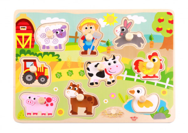 Educational toys Puzzle éducatif en bois Ferme 10 pièces - Tooky Toy – Image 2